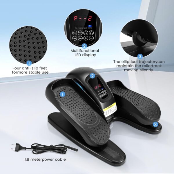 Hlieeosfcn Entrenador elíptico Inteligente, Entrenador de Movimiento, Entrenador de Pedal, con Modo automático y Manual, Pantalla LCD; Grandes Pedales Anti-Deslizamiento. Paso para los Movimientos de - Image 3