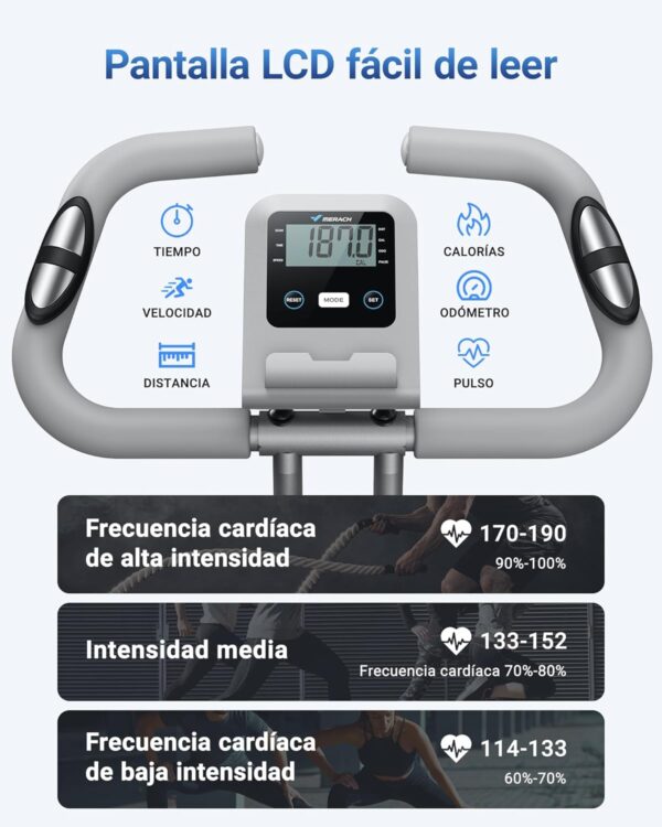 MERACH Bicicleta Estática Plegable 4 en 1, Bici Spinning con Monitor LCD y Medición de Pulso Manual, Bicicletas Fitness Magnéticas con Cómodo Cojín de Asiento, para el Hogar, Ahorro de Espaci - Image 3
