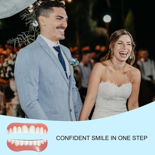 SKHAOVS 7 Pares Dentaduras Postizas Instantáneas, Dientes de Carillas Cosméticas, Dentaduras Temporales Postizos de Superior E Inferior Dientes, Perfecta Sonrisa Dientes Prótesis Chapa - Image 3