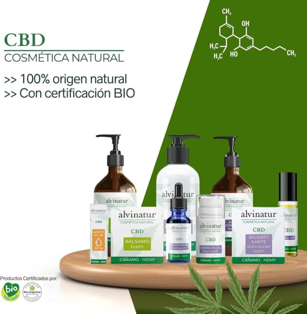 ALVINATUR - Aceite masaje CBD 250ml, Corporal, Masajes relajantes y musculares, Con aceites esenciales, Botella con dosificador - Image 6
