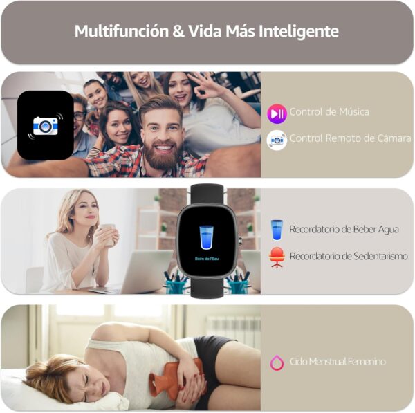 Reloj Inteligente Hombre Mujer,1.83" Smartwatch con Llamada Bluetooth ,100+ Modos Deportivos, Pulsómetro/Monitor de Sueño/SpO2/Podómetro,IP68 Impermeable Pulsera Actividad Compatible con Android iOS - Image 6
