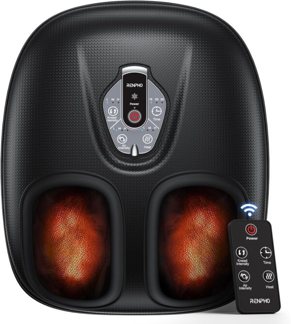 RENPHO Masajeador de pies con calor para fascitis plantar, Portátil Amasado Shiatsu, Compresión, Massager eléctrico de los pies de 3 intensidades