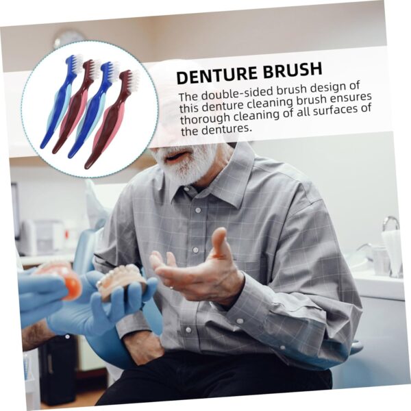 HAPINARY 4 Uds Cepillo De Para Dentaduras Postizas Para Ancianos Cepillo De Para Gomas Cepillo Limpiador Para Dentaduras Postizas Cepillos De Para Aparatos - Image 4