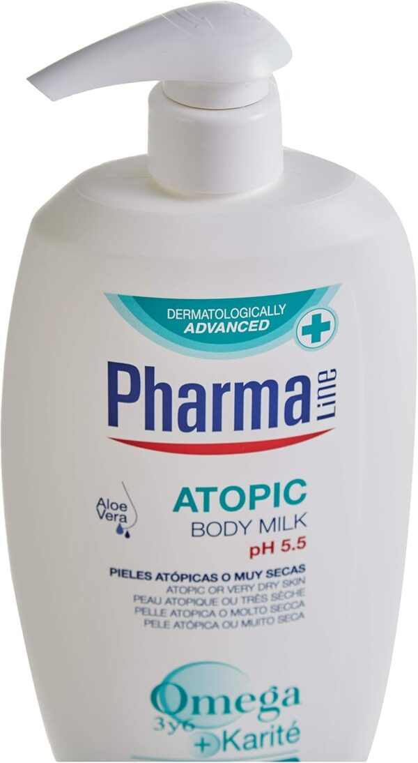 PHARMALINE Body Milk Atopic 500ml | Crema hidratante corporal para pieles atópicas o muy secas. Sin siliconas, parabenos ni sulfatos. - Image 5
