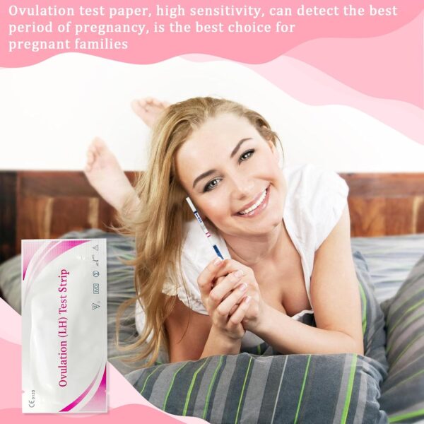 50 Piezas Test de Ovulación, Prueba de Ovulación, 25 miu/ml Sensibilidad, Test Ovulación Tira Rápido Fácil de Usar, Prueba de Fertilidad Familiar Femenina, Resultados Rápidos y Precisos - Image 3