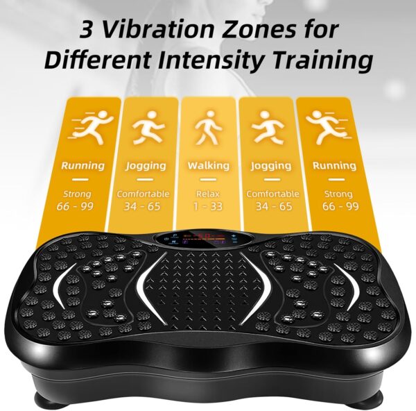 EVOLAND - Placas de vibración, máquina de ejercicio de fitness para uso doméstico, con altavoz Bluetooth, 5 modos de programa, 2 bandas de resistencia, entrenador de fitness de vibración, carga máxima de 330 libras (B) - Image 4