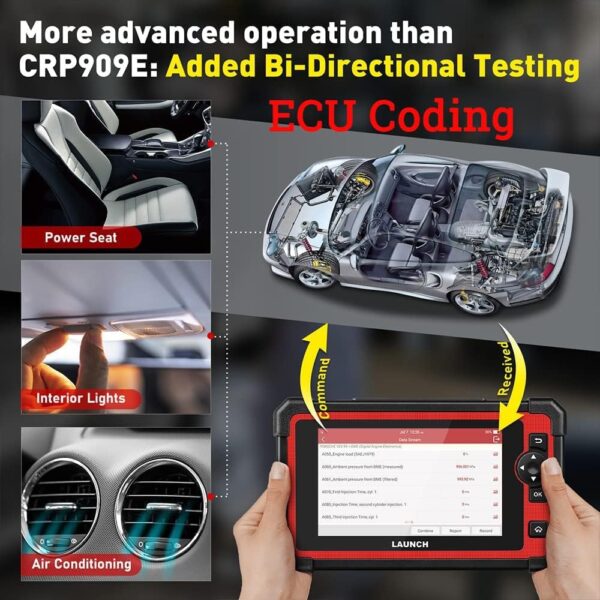 LAUNCH CRP919E OBD2 Herramienta de Diagnóstico de Sistema Completo con Control Bidireccional, Codificación ECU, Todo Sistema a Nivel OE, 31+ Funciones de Reinicios [Actualización Gratuita de 2 años] - Image 2