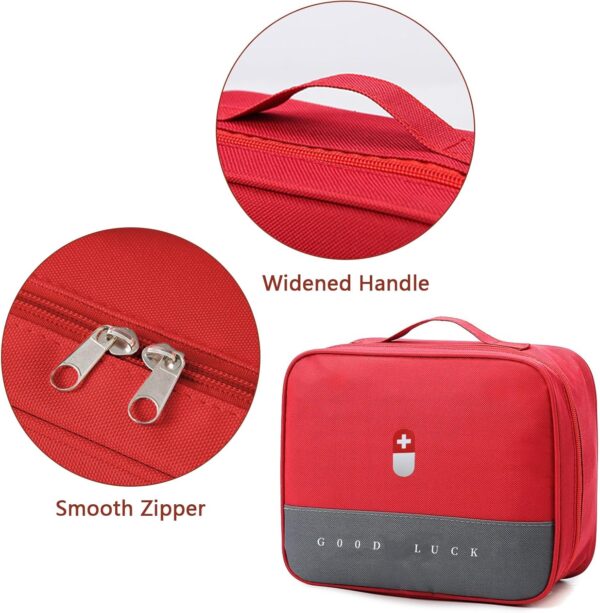 Wesoke Bolsa de primeros auxilios, color rojo, bolsa de almacenamiento médico vacía, kit médico de supervivencia, portátil, grande, bolsa de suministros médicos de emergencia para el hogar, camping, - Image 3