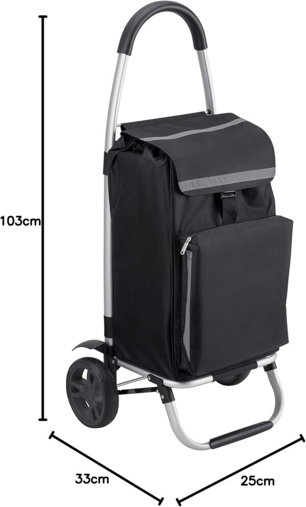 Meister - Carrito de la compra, 54 L, con compartimento refrigerador, bolsa extraíble y resistente a la lluvia, colgador para el carro de la compra, carrito plegable, 6816800 - Image 9
