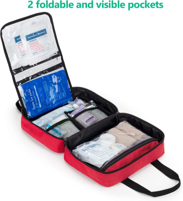 CURMIO Bolsa pequeña de Primeros Auxilios, Bolsa Emergencias de Botiquines de Emergencia para Senderismo, Acampada, Coche, Viajes, Hogar y Exteriores, Rojo, (Sola Bolsa) - Image 2
