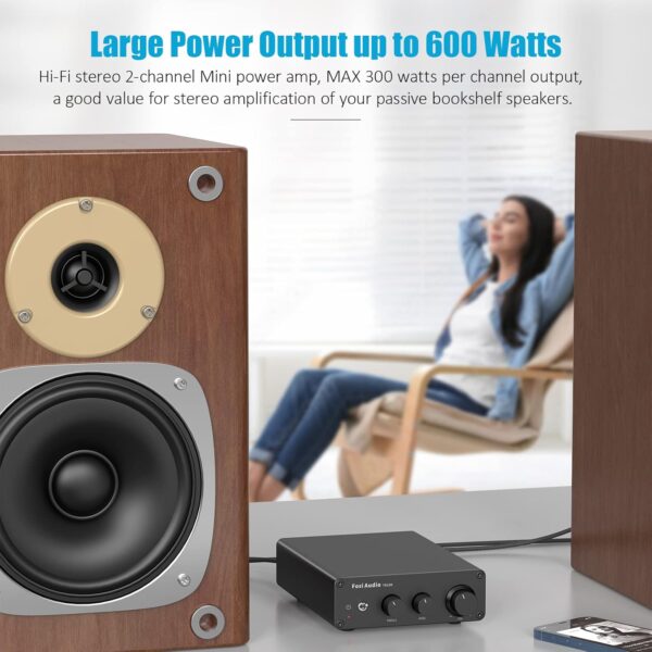 Fosi Audio TB10D 600 vatios TPA3255 Mini amplificador de potencia HiFi estéreo Clase D Amp Receptor de audio digital integrado de 2 canales para altavoces pasivos con control de agudos y graves - Image 5