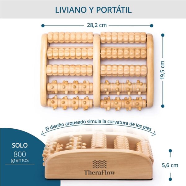 TheraFlow Masajeador Dual de Pies - Acupuntura Shiatsu Original - Madera - Talle XL con Rodillo de Acupresión para y Alivio de Fascitis Plantar - Con Gráfico de Reflexología Podal y Manual de Uso - XL - Image 6