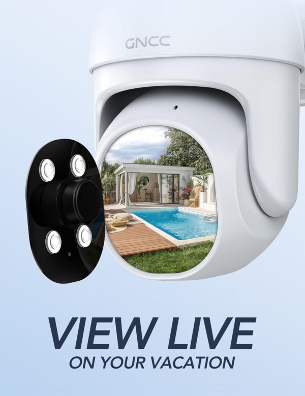 GNCC Camara Vigilancia WiFi Exterior, 360° PTZ, Camaras Vigilancia Domicilio WiFi, Visión Nocturna Color, Alarma de Luz, Detección Movimiento, Grabación 24/7, Audio Bidireccional, 2.4G, GK2 - Image 4