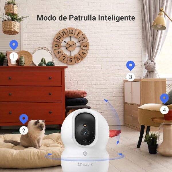 EZVIZ Camara de Vigilancia Interior con Seguimiento Automático, Cámara IP Domicilio WiFi 360° para Bebe con Visión Nocturna Color, Detección Humana,1080P, Llamada Bidireccional, Soporta 512GB, CP1 2MP - Image 4