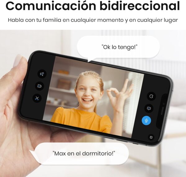 AOSU 2K Camara Vigilancia WiFi Interior 360°, Nocturna HD de 10 m, WiFi 5G/2.4 GHz, Detección Humana AI, Audio Bidireccional, Llamada de un Toque, para Bebé/Mascotas, Compatible con Alexa - Image 5