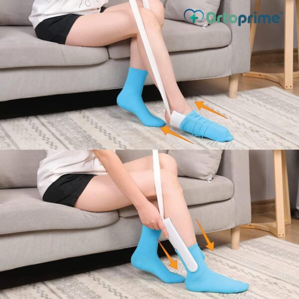 OrtoPrime CALZADOR DE MEDIAS DE COMPRENSIÓN - Calzador de Calcetines - Aparato para Ponerse los Calcetines - Regalos para Ancianos - Ayuda poner calcetines Personas Mayores - Image 2