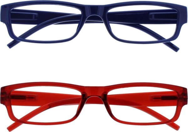 OPULIZE Ace Gafas De Lectura Azul Oscuro Rojo Ligero Lectores Valor Pack 2 Hombres Mujeres Rr32-3Z +2,50 2 Unidades 58 g