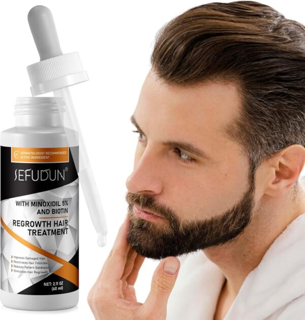 Suero de crecimiento capilar con biotina-Kit de crecimiento de barba-Cuidado del cabello para un cabello y barba saludables-Kit de cuidado para el crecimiento de los hombres-60ML - Image 8