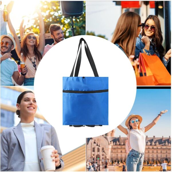 Wpsagek Bolsa de Compras Plegable con Ruedas,Bolsa de Compras con Ruedas - Bolsas con Carrito portátiles Carrito de Compras Plegable | Carro Plegable para Bolsa de Compras con Ruedas, Bolsa de Viaje - Image 4