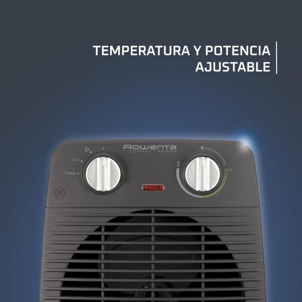 Rowenta Compact Power SO2210 - Calefactor Compacto con motor dual de 1000 W y 2000 W, función Silence, 2 velocidades y múltiples funciones, termostato anti-heladas, función frío, Color Negro - Image 2