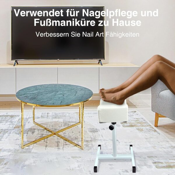LOVEVLOGY Taburete de pedicura,Cuidado de los pies de manicura,Silla ajustable en altura Reposapiés para uñas Salón,Spa Masaje,Salón de bellezaUña,Blanco - Image 6