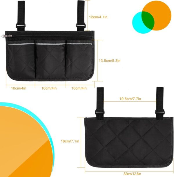 Bolsa Lateral para Silla de Ruedas con Franja Reflectante Bolsa de Almacenamiento Sillas de Ruedas Impermeable Bolsa para Silla de Ruedas con Bolsillos para Andadores Ruedas - Image 7