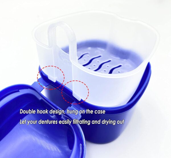 Estuche de baño para dentadura con kit de cepillo de limpieza de dentadura 2 piezas de caja de baño para dentadura caja 2 piezas de cepillos de dientes dentadura para limpieza de dientes falsos - Image 5