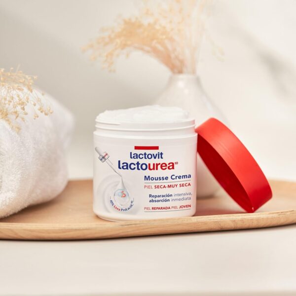 Lactovit - Mousse Crème Hidratante Lactourea para Cuerpo y Cara de 24 Horas Hidratación, para Pieles Secas y Muy Secas, Reparación Intensiva de la Piel, Absorción Inmediata y Tacto Sedoso - 400 ml - Image 7