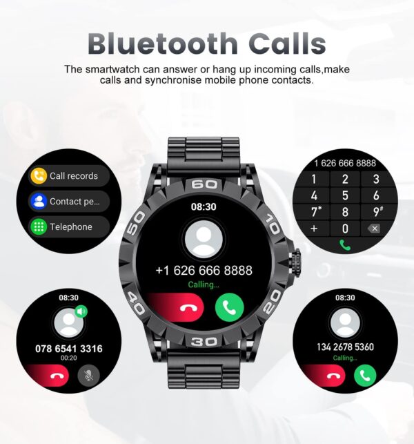 LIGE Reloj Inteligente para Hombres, Pantalla táctil de 1,32 Pulgadas, Rastreador de Fitness con presión Arterial/frecuencia cardíaca, IP67 Impermeable, Podómetro Smartwatch para Android iOS, Negro - Image 3