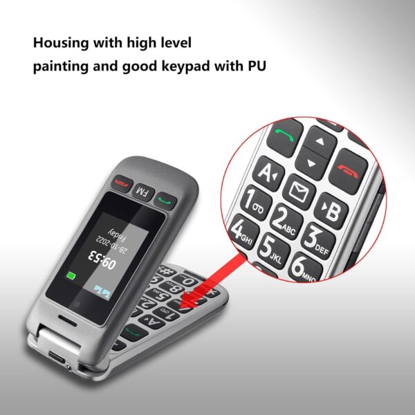 artfone 4G Volte Teléfono Móvil para Personas Mayores Teclas Grandes con Tapa, Doble Pantalla de 2,4 Pulgadas Tecla de Emergencia Botón SOS Cámara Fácil de Usar para Ancianos Flip Base Cargadora G6 - Image 5