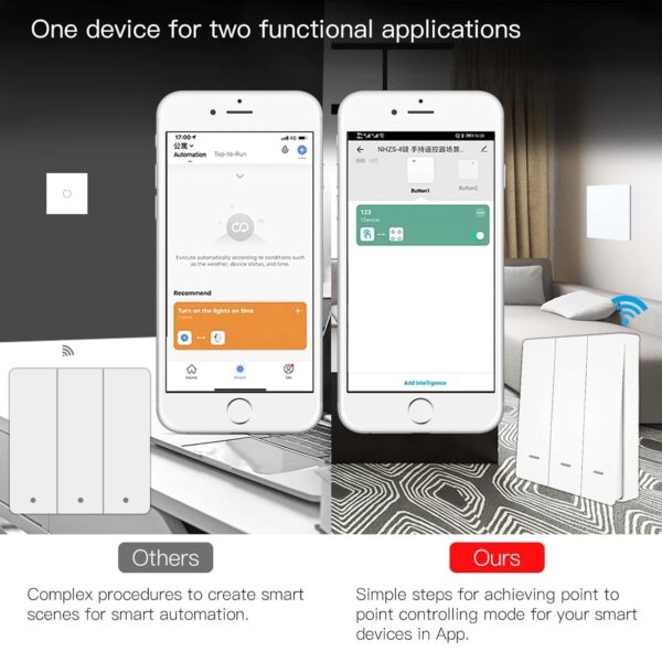 Interruptor inalámbrico MOES Tuya ZigBee, Interruptor Transmisor a Través de TUYA/Smart Life, Escenario de Automatización del hogar inteligente, 1 Gang - Image 7
