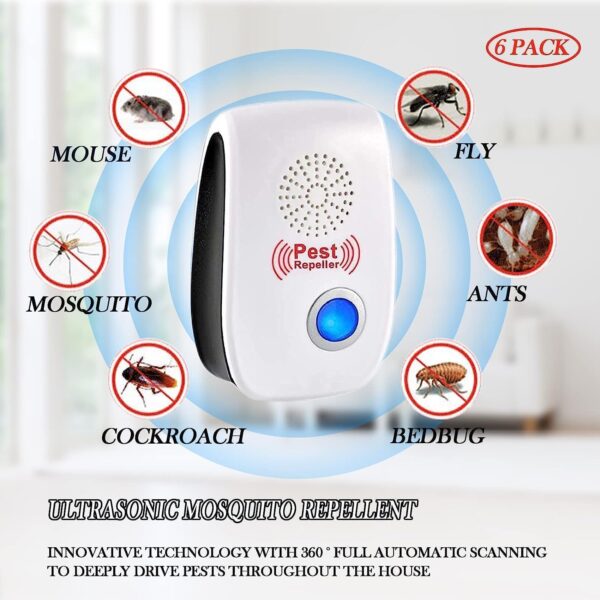 RUTIDA Repelente Ultrasónico de Plagas, 6 Pack Electrónico Repelente Mosquitos Control de Plagas, Repelente Ultrasónico Ratas para Anti Mosquitos, Moscas, Ratones, Cucarachas, Arañas, Roedores… - Image 4