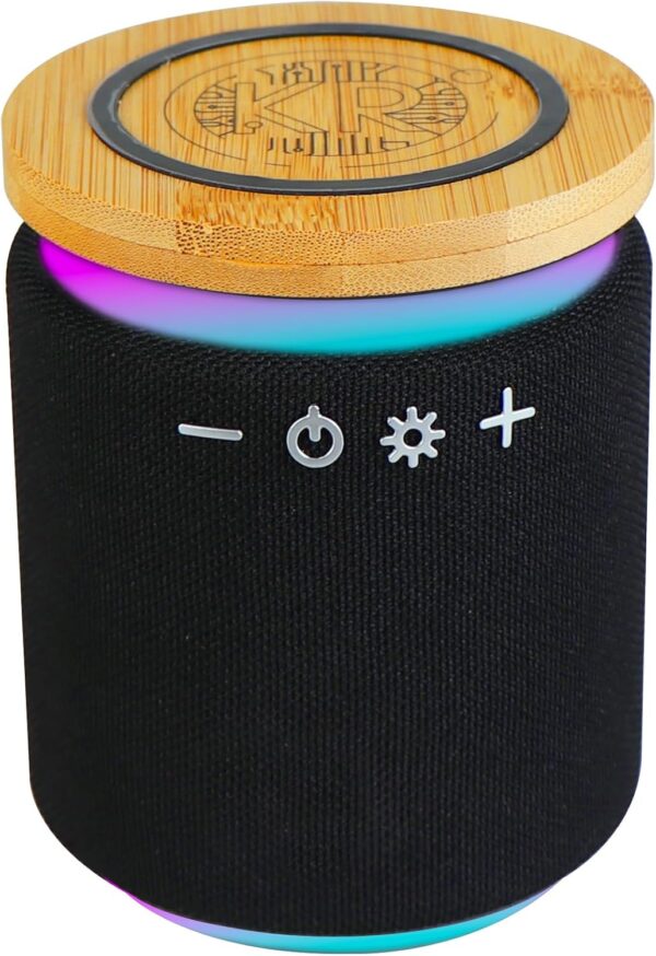 Kruntech Altavoz Bluetooth Portátil con Carga Rápida Inalámbrica Wireless 10W para Móvil, Sonido Hi-Fi, Más de 5 hrs música, 6 Luces Led de Colores, Ideal Casa, Parque, Playa