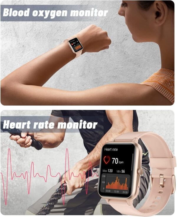 GRV Smartwatch, Pulsera Actividad Inteligente IP68 Impermeable Reloj Inteligente Mujer Hombre con Pulsómetro Monitor de Sueño Podómetro Notificación de Mensajes Reloj Deportivo (Rosa) - Image 3