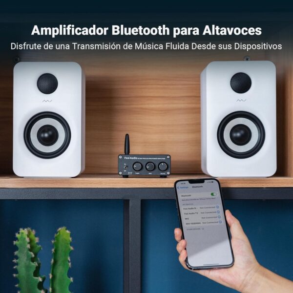 Fosi Audio BT20A Amplificador Bluetooth, 100W x 2 Mini Stereo 2CH Amp Clase D, con chips TPA3116 y Controles de Agudos de Graves para Audio Doméstico Altavoces de Escritorio Pasivos al aire Libre - Image 3