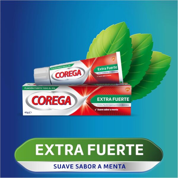 Corega Crema Fijadora Para Prótesis Dentales Extra Fuerte, Durante Todo el Día, Sabor a Menta Fresca, 70 g - Image 2