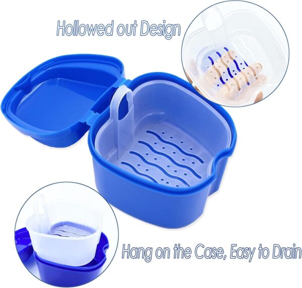 Estuche de baño para dentadura con kit de cepillo de limpieza de dentadura 2 piezas de caja de baño para dentadura caja 2 piezas de cepillos de dientes dentadura para limpieza de dientes falsos - Image 3