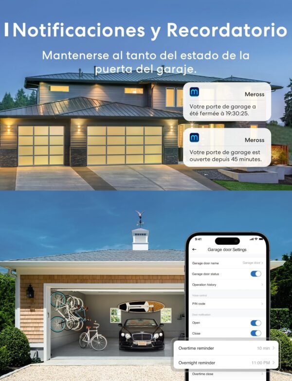 Meross Abridor de Puertas de Garaje Inteligente, Abridor WiFi Garaje, Mando por App, Control por Voz, Compatible con Alexa, Google Home y SmartThings, No Requiere Hub, 2,4GHz - Image 4