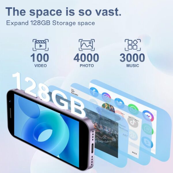 ZOKOE P60pro Mini teléfono Celular teléfono Inteligente para niños Pantalla de 3 Pulgadas 2000 mAh 2GB RAM 16GB ROM 2.0+5.0MP desbloqueo Facial 4G sin Contrato teléfono (Verde) - Image 5
