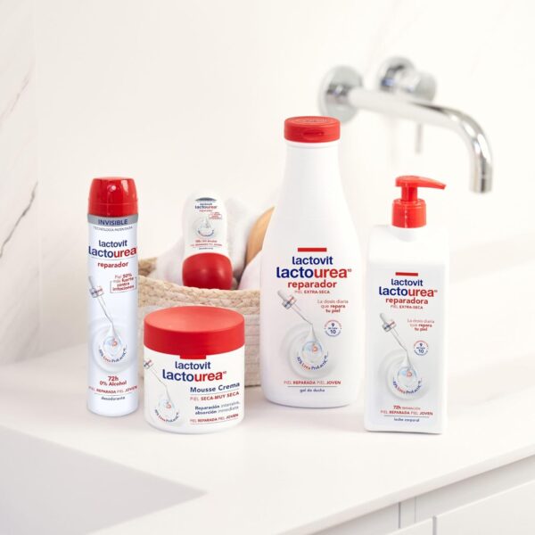Lactovit - Mousse Crème Hidratante Lactourea para Cuerpo y Cara de 24 Horas Hidratación, para Pieles Secas y Muy Secas, Reparación Intensiva de la Piel, Absorción Inmediata y Tacto Sedoso - 400 ml - Image 5