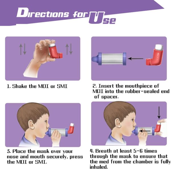 Cámara de inhalación con máscara, incluye estuche de transporte, espaciador de inhalador Aerochamber con máscara compatible con estuche de viaje (para adultos) - Image 4