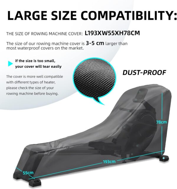 MRWiZMS Cubierta Máquina de Remo, Cubierta Protectora para MáQuina de Remo, Cubierta Protectora para Equipos de Gimnasio, Tela Oxford 210D Funda Maquina Remo, a Prueba De Polvo E Impermeable - Image 3