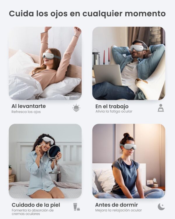 RENPHO Masajeador de ojos con control remoto y calor,Compresión de aire masajear ojos recargable para aliviar la tensión ocular Círculos oscuros Bolsas de ojos Mejorar el sueño regalo dia de la madre - Image 6