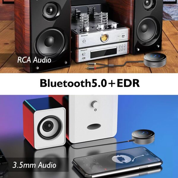 Receptor Bluetooth 5.0 para Home Stereo, Tablet, Altavoces, etc. con Salida AUX3.5/RCA, Baja latencia/Calidad de Audio HD, conexión de Doble Dispositivo - Image 5