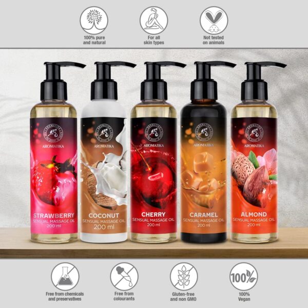 Aceite de Masaje Sensual de Vainilla y Coco 2x200ml - con Aceites de Almendra - Semillas de Uva - Aceite de Coco - Cosméticos Naturales - Aceite de Masaje - Aceite de Masaje y Relajación - Image 7