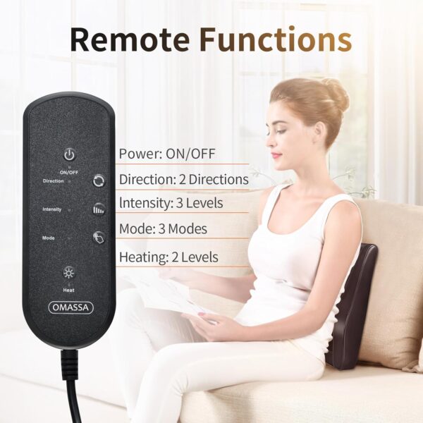 OMASSA Masajeador de espalda con calor, 3D masajeador electrico para aliviar el dolor, Masajeador de cuello, espalda, hombros y piernas para casa y la oficina, regalos para padres, amigos, Marrón - Image 5
