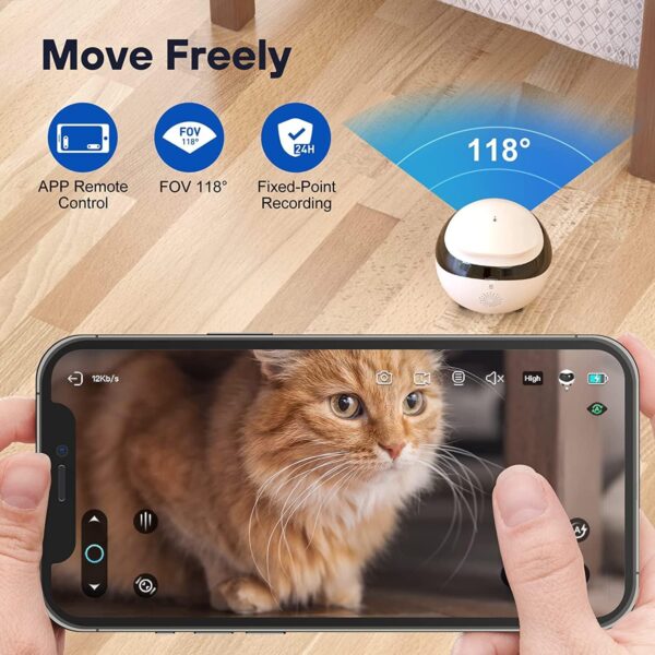 Enabot EBO SE Cámara para Perros con Aplicación,1080P Cámara para Mascotas,Cámara de Vigilancia Interior con Audio Bidireccional,Visión Nocturna,Detección de Movimiento,Modo de Privacidad - Image 2