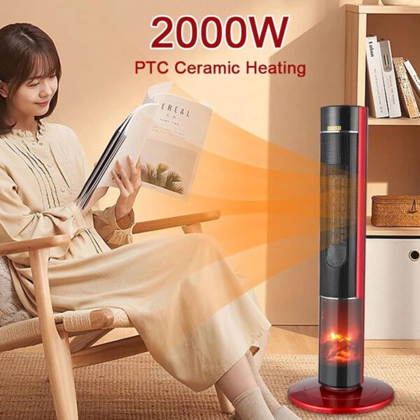 Calentador Eléctrico De Torre, Calentador Cerámico PTC De 2000w con Control Remoto Y Temporizador De 12 Horas, Calentador De Pie Oscilante De 120° para Dormitorios, Salas De Estar, Oficinas - Image 3