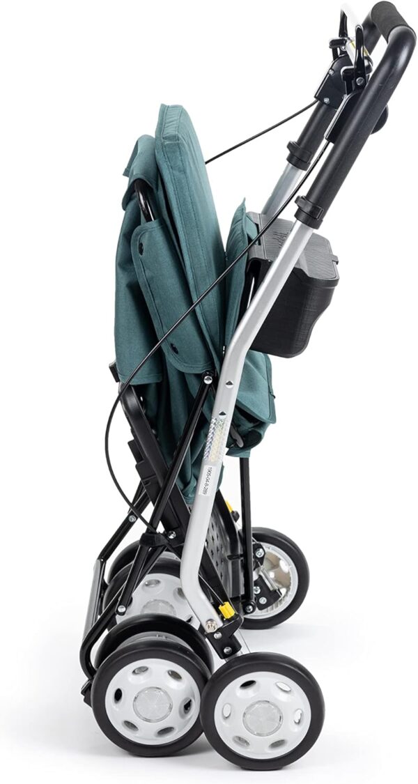 Carlett – Carro de la Compra y Andador con Asiento para Ancianos - Carrito Plegable para Supermercado de 4 Ruedas, con Bolsa Extraíble 29L/15kg – Modelo Comfort, Color Verde - Image 5
