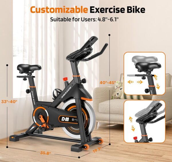 DMASUN Bicicleta estática de resistencia magnética, bicicleta de ciclismo para interiores, bicicleta de ciclismo con cómodo cojín de asiento, pantalla digital con pulso - Image 6